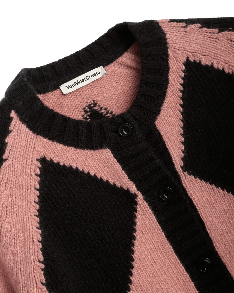 YMC - Atomic Cardigan, Black/Pink Diamond