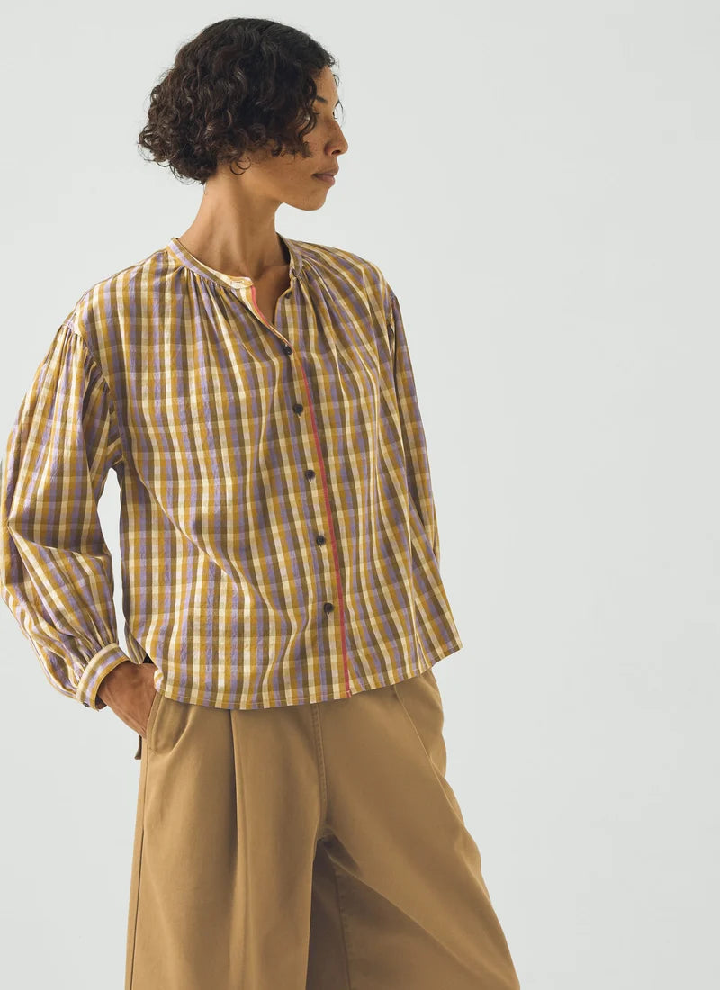 TOAST - Harvest Check Mulmul Cotton Shirt, Olive