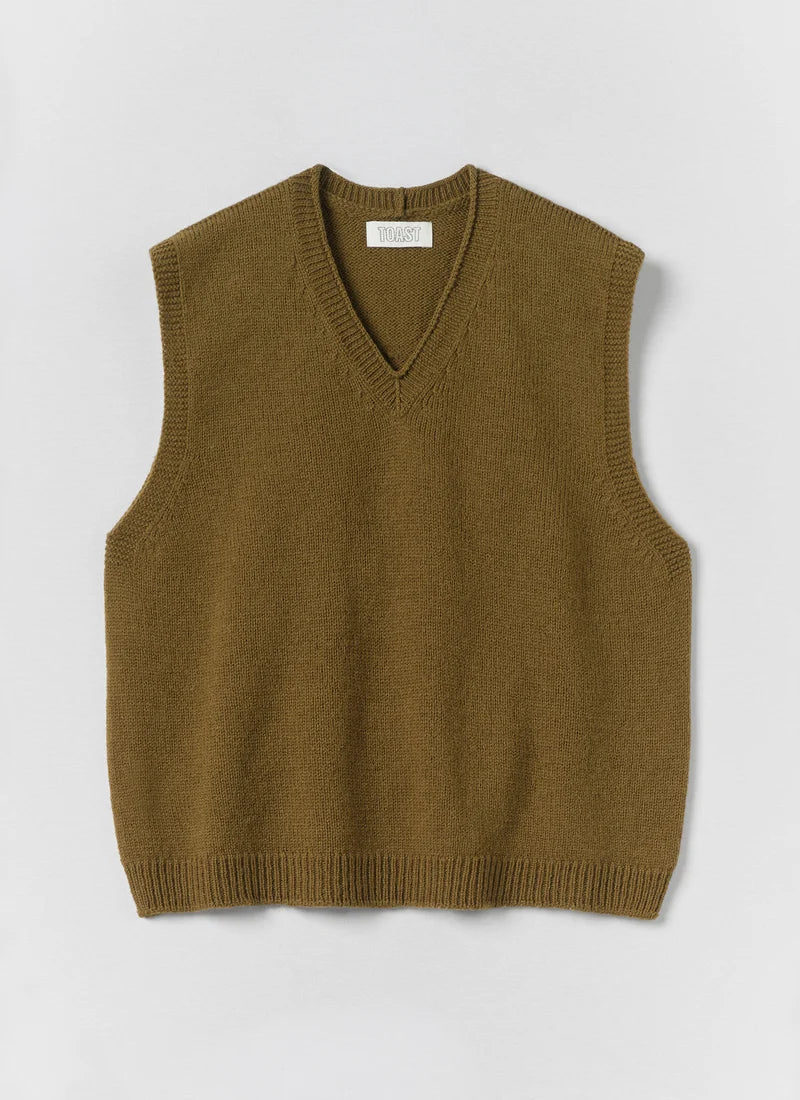 TOAST - High V Neck Wool Tank, Brass