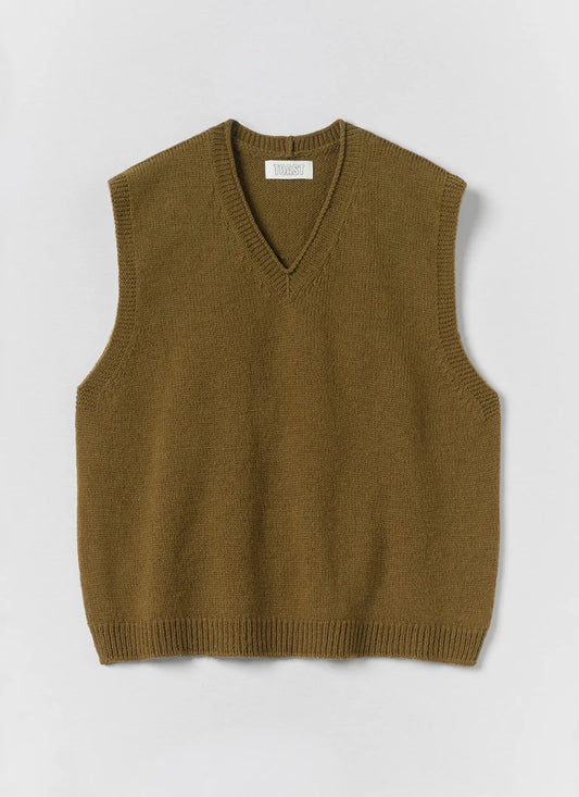 TOAST - High V Neck Wool Tank, Brass