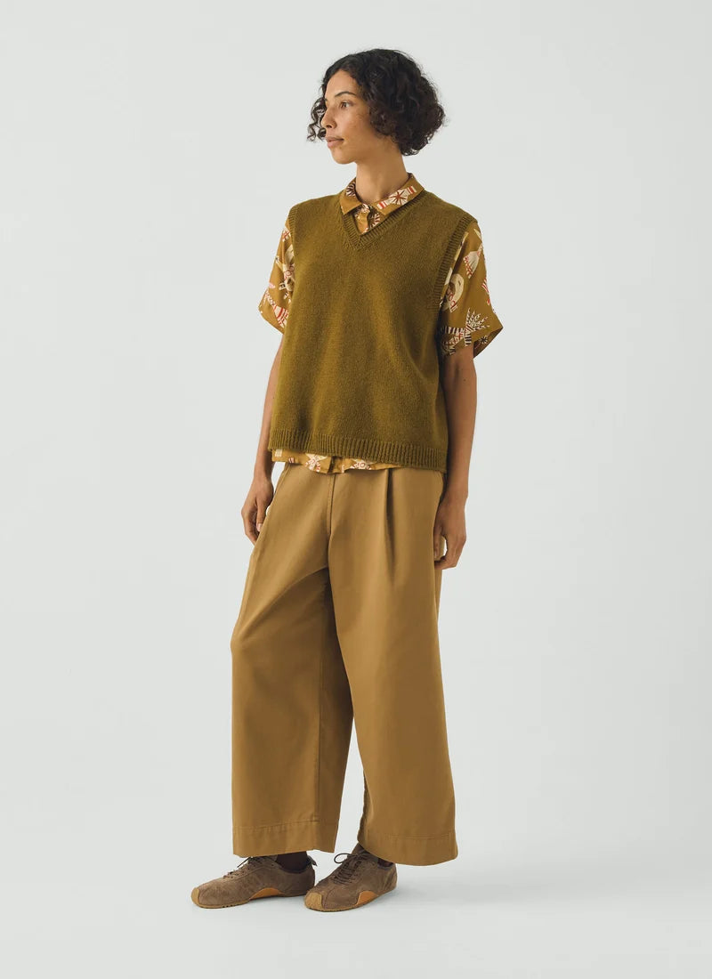 TOAST - High V Neck Wool Tank, Brass