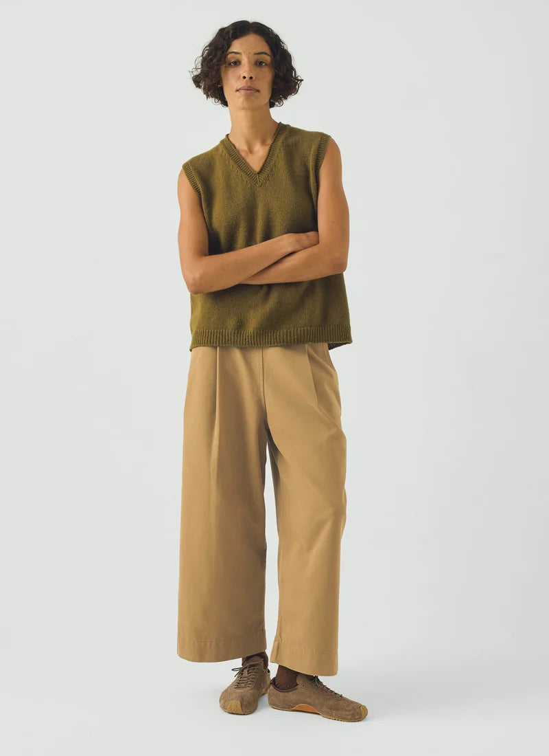 TOAST - High V Neck Wool Tank, Brass