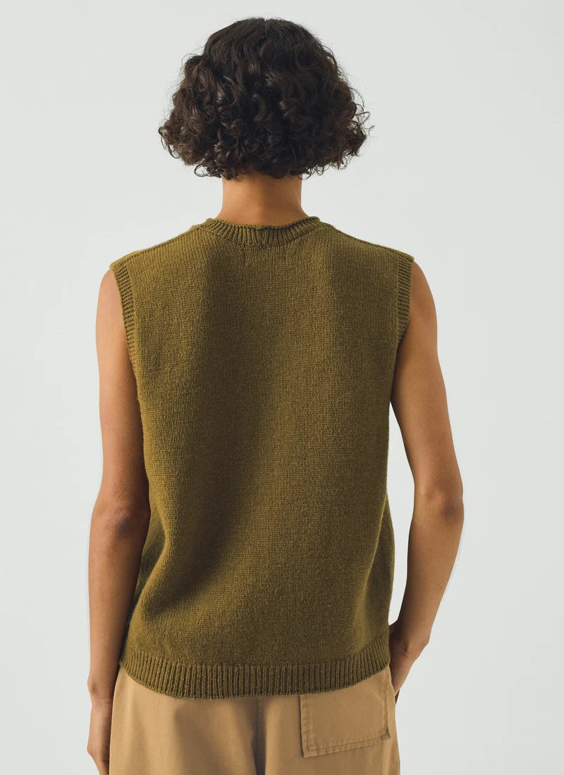 TOAST - High V Neck Wool Tank, Brass