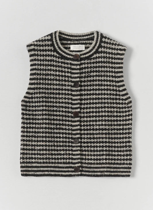 TOAST - Striped Donegal Tank, Flax/Charcoal