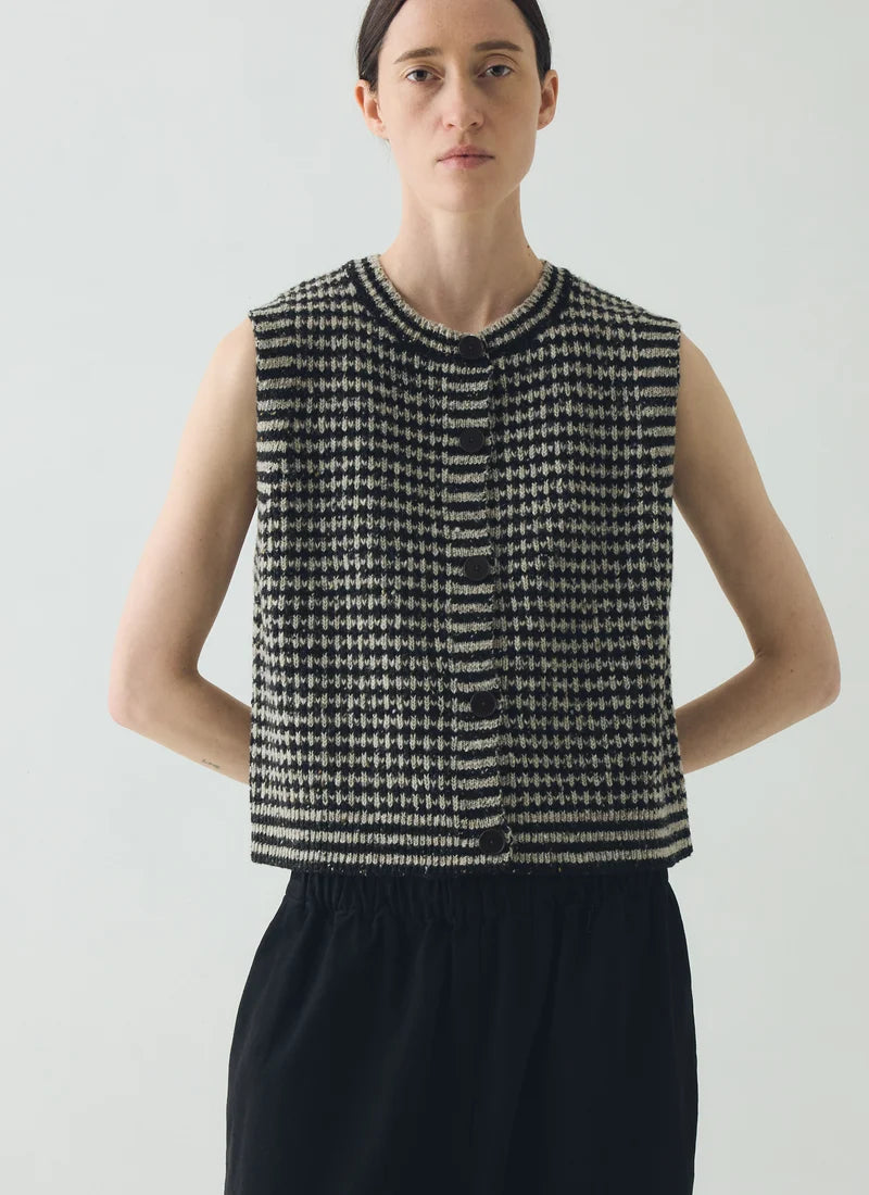 TOAST - Striped Donegal Tank, Flax/Charcoal