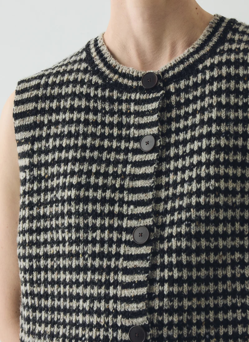 TOAST - Striped Donegal Tank, Flax/Charcoal