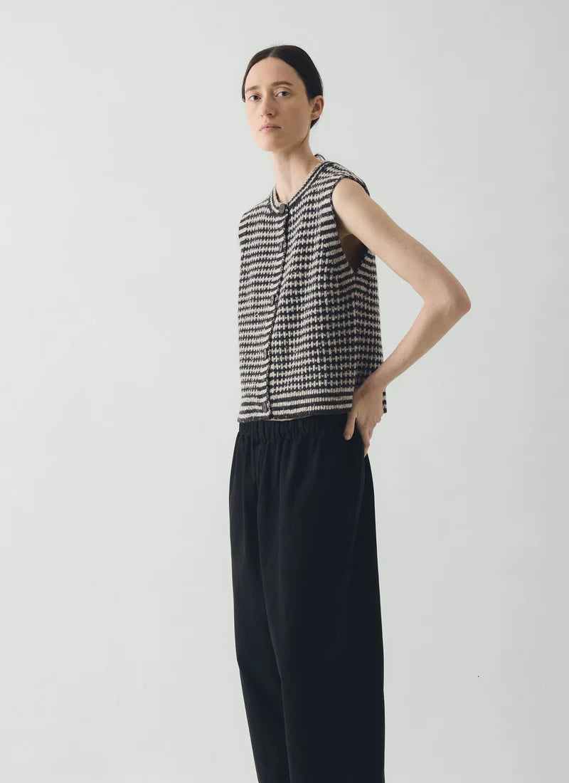 TOAST - Striped Donegal Tank, Flax/Charcoal