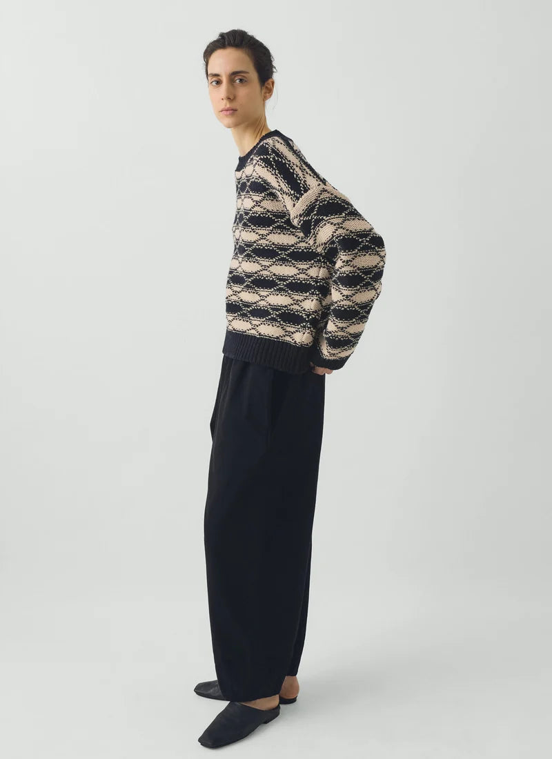 TOAST - Jacquard Stripe Wool Sweater, Navy/Ecru