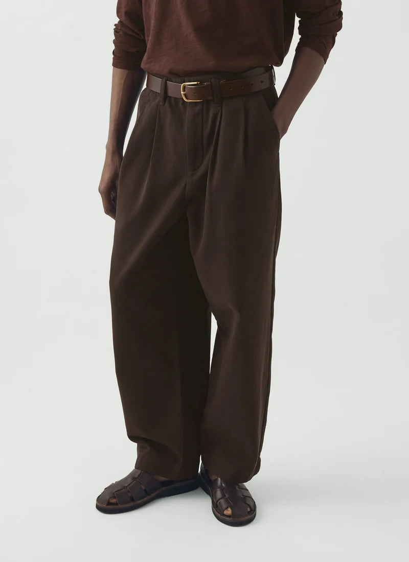 TOAST - Bill Cotton Canvas Wide Leg Trouser, Mahogany