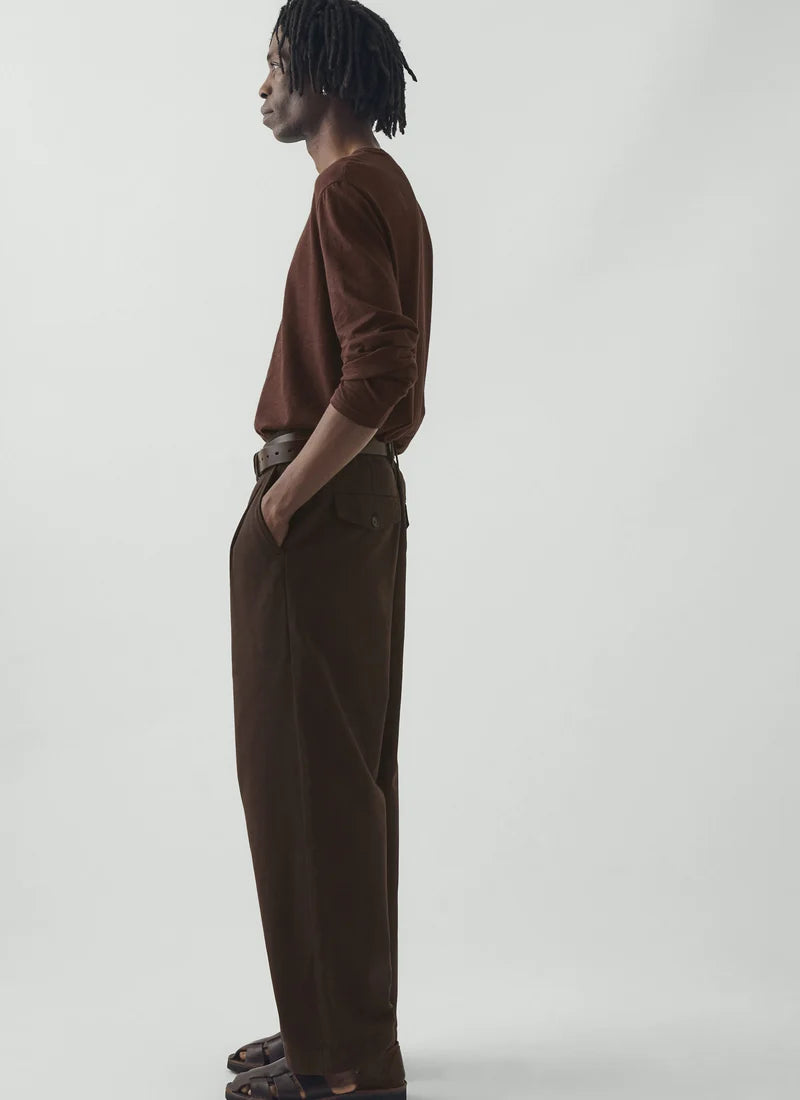 TOAST - Bill Cotton Canvas Wide Leg Trouser, Mahogany