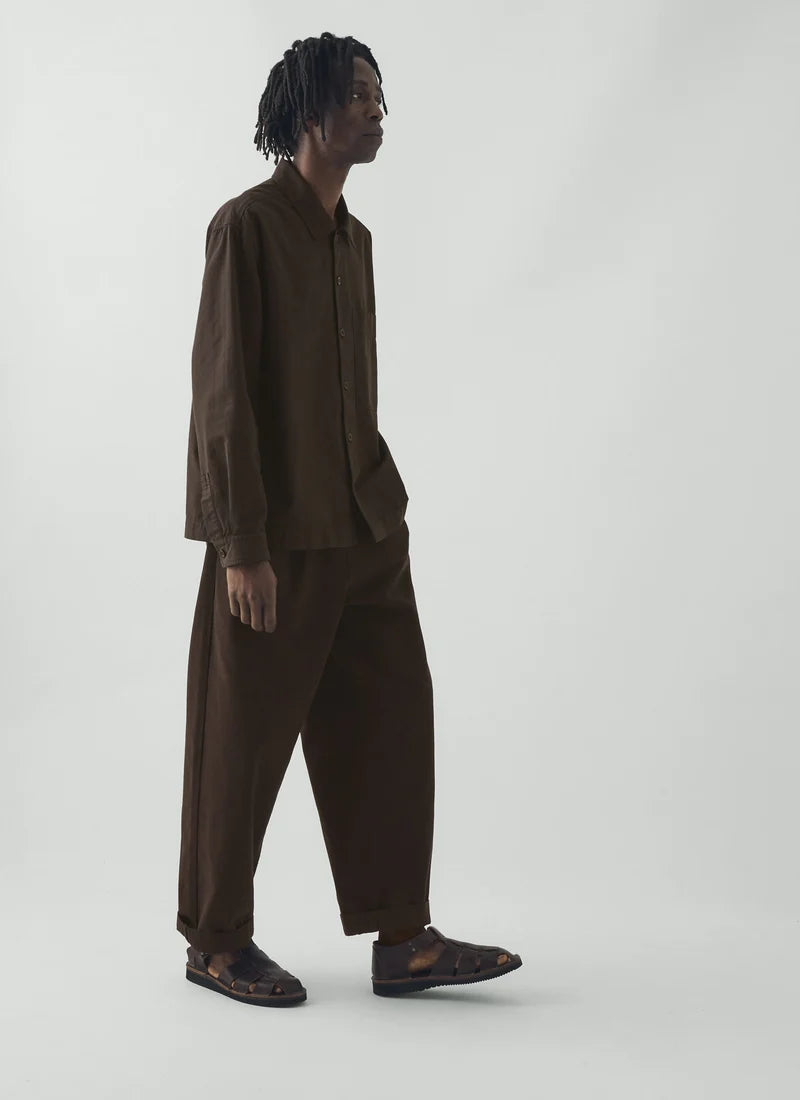 TOAST - Bill Cotton Canvas Wide Leg Trouser, Mahogany