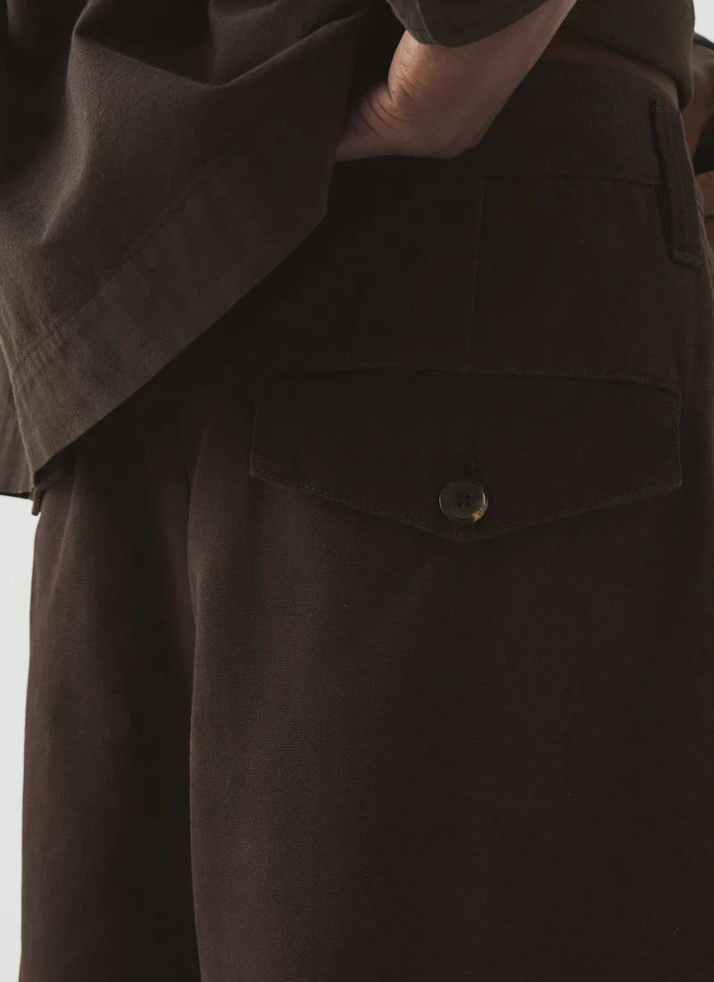 TOAST - Bill Cotton Canvas Wide Leg Trouser, Mahogany