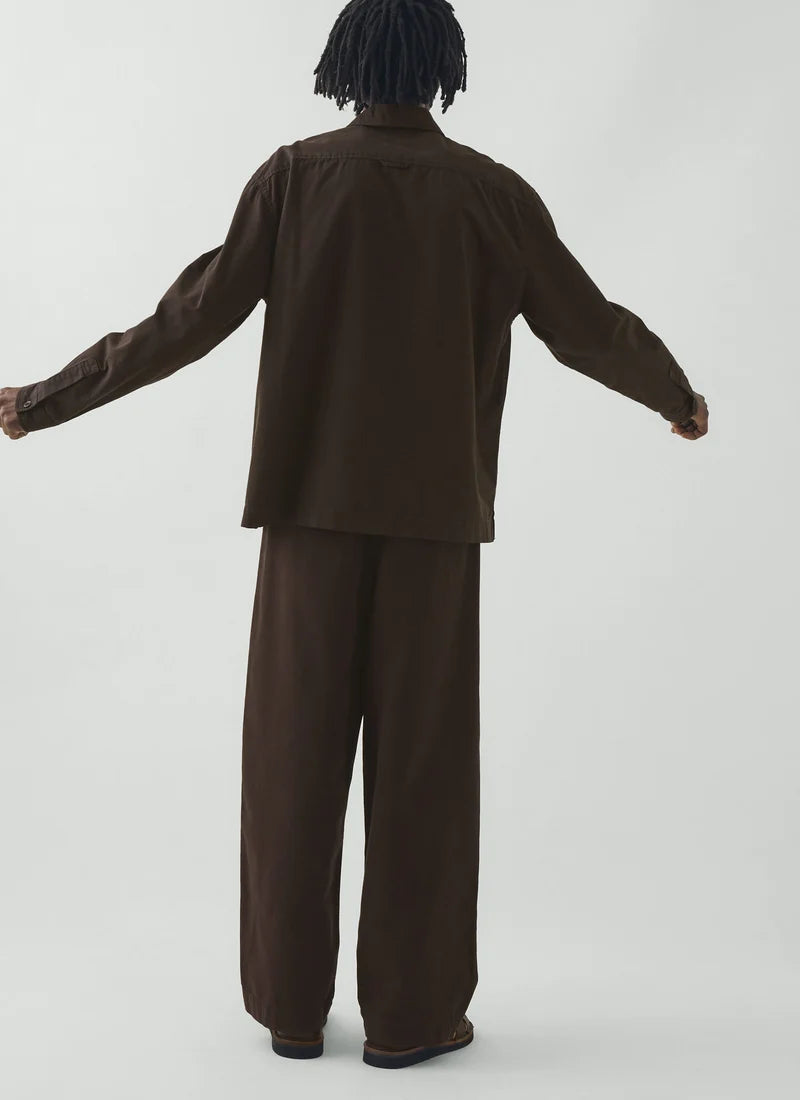 TOAST - Bill Cotton Canvas Wide Leg Trouser, Mahogany