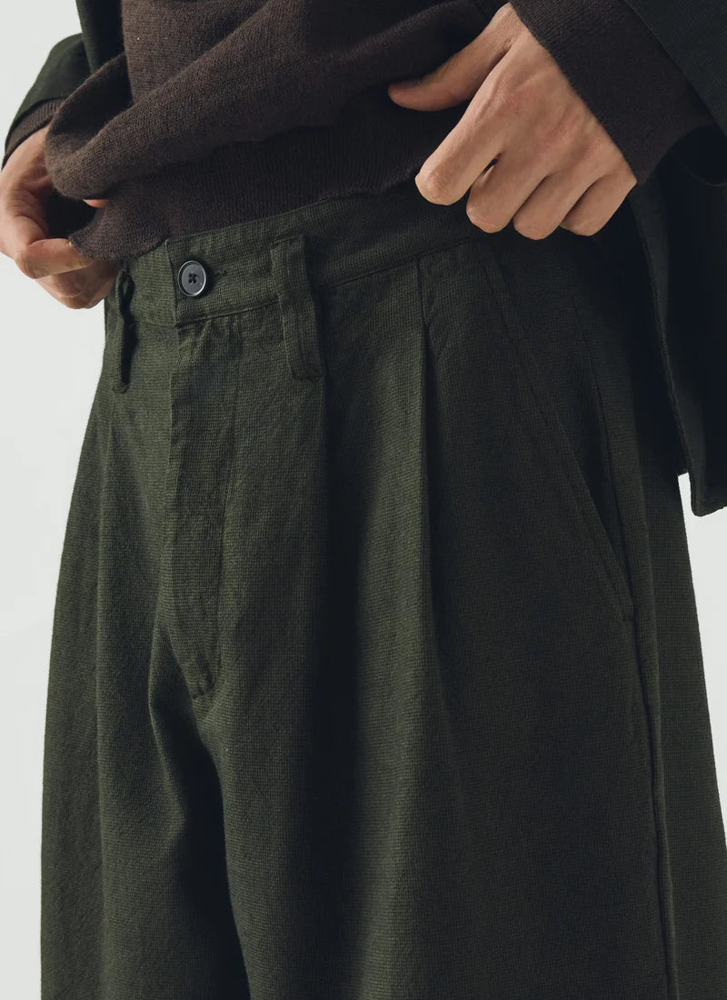 TOAST - Bill Overdyed Micro Houndstooth Trousers, Grey Olive