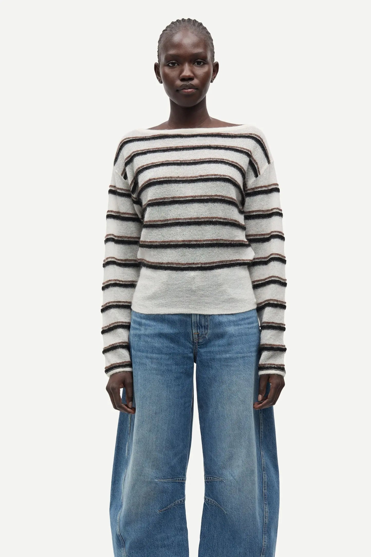 Samsøe Samsøe - Sapoppie Long Sleeve Top, Egret Stripe