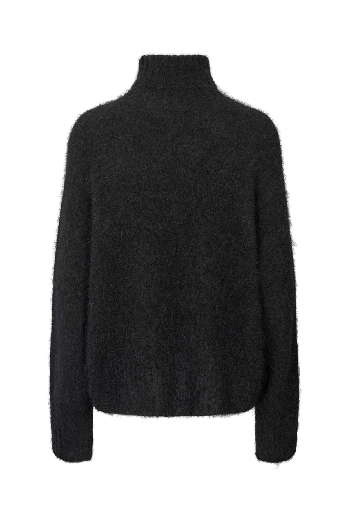 Rabens Saloner - Mabeka Fluffy Knit Funnel-Neck Sweater, Black