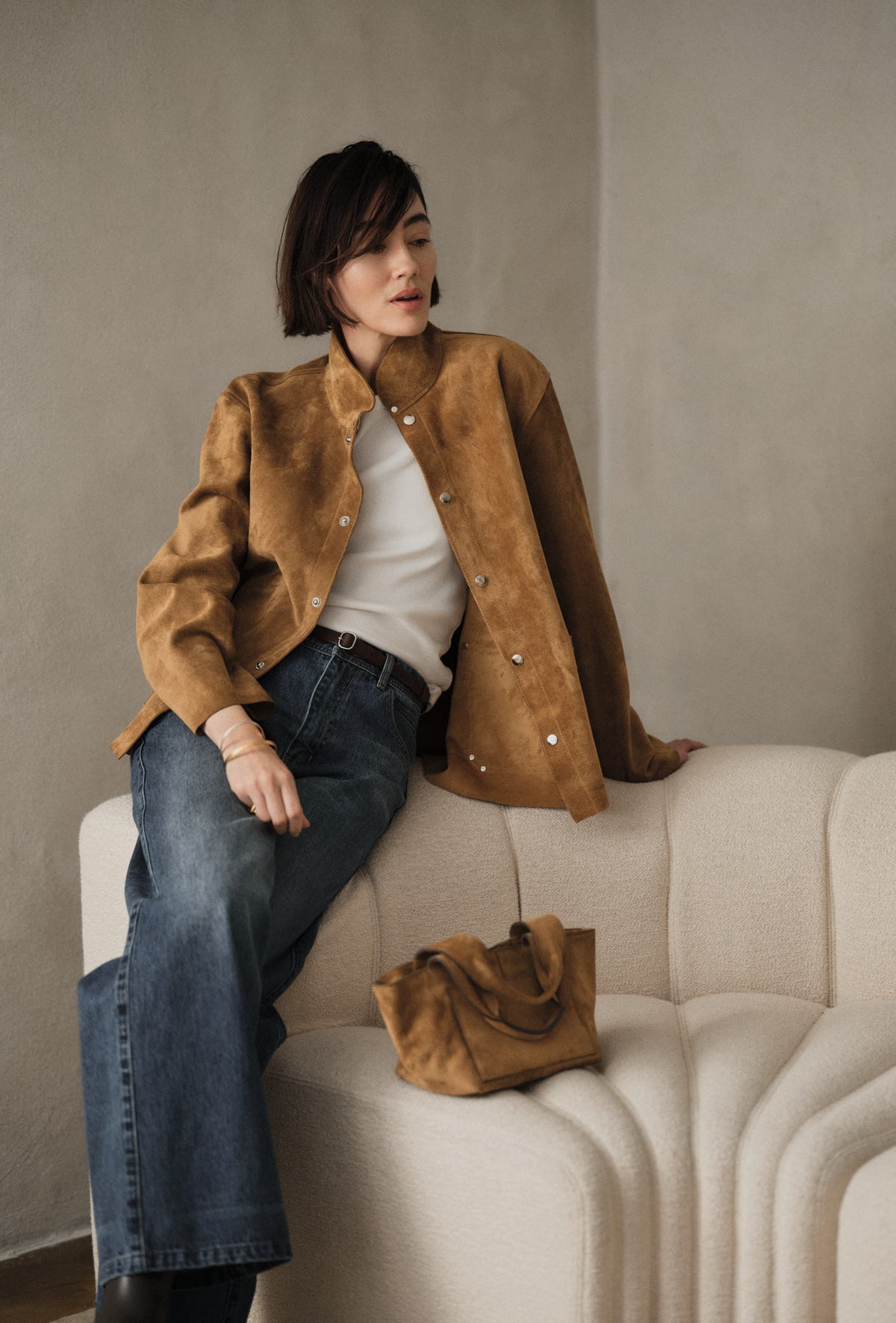 Rabens Saloner - Thelma Heavy Suede Jacket, Whiskey