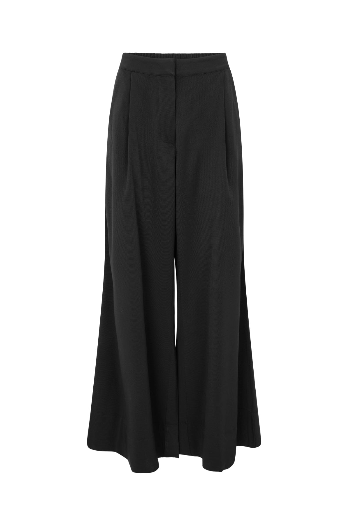 Rabens Saloner - Arete Grossgrain Stretch Wide Pants, Black