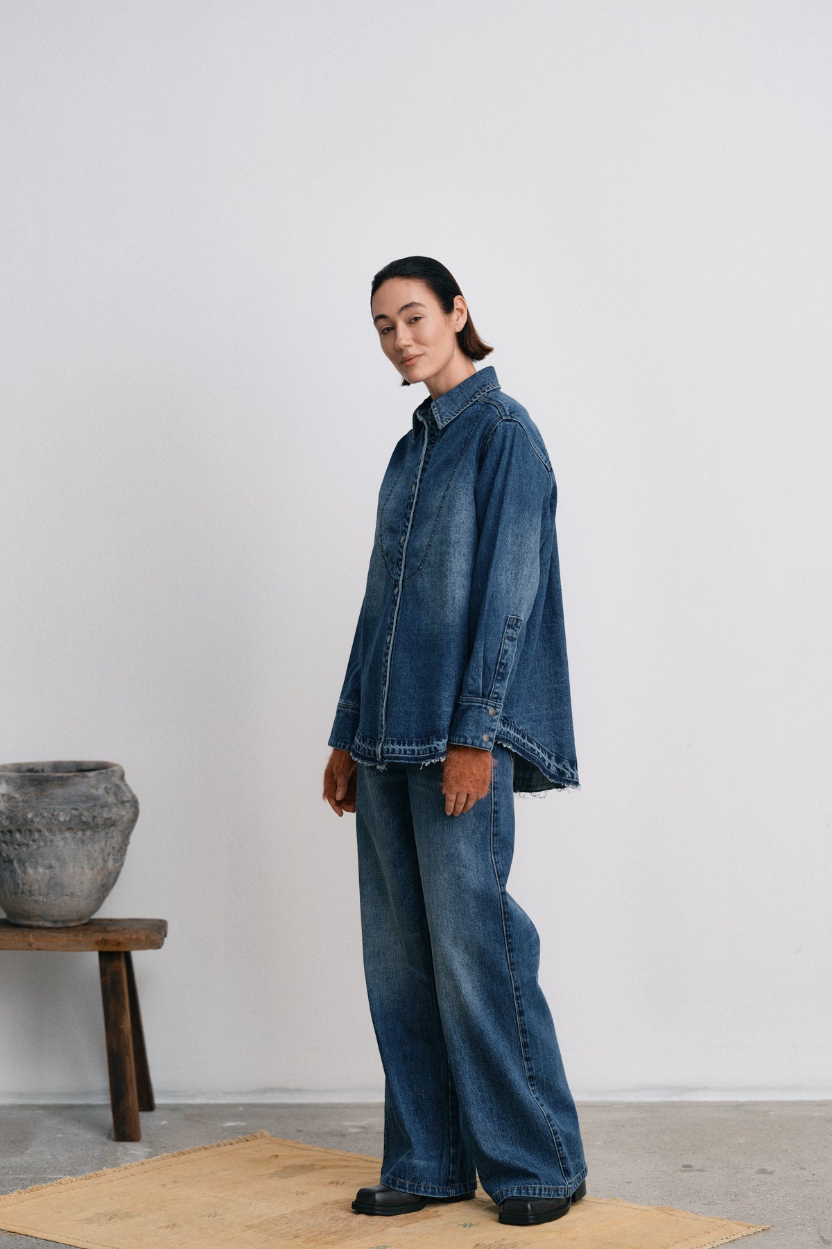 Rabens Saloner - Paia Denim Bib Shirt, Dark Indigo