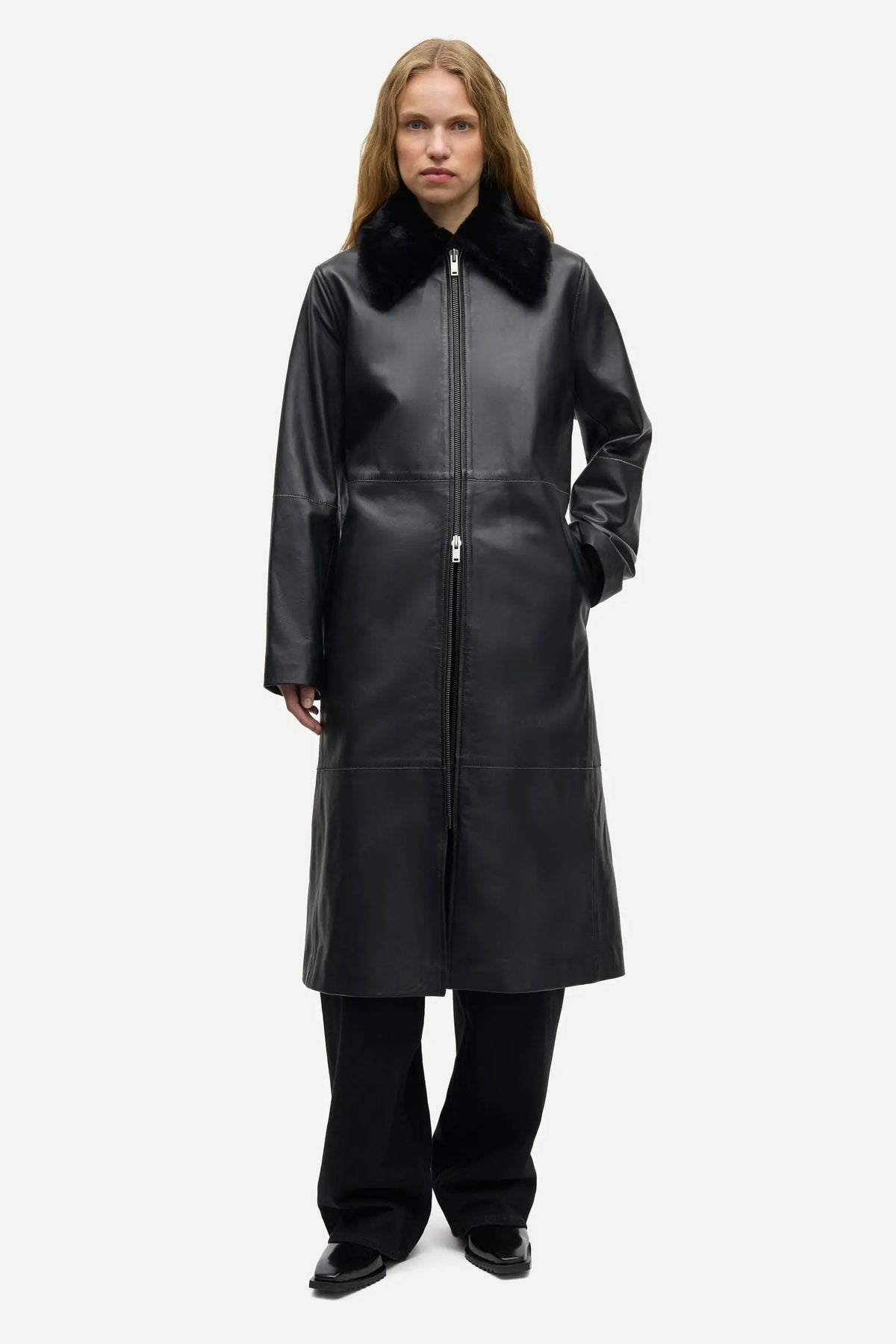 Samsøe Samsøe - Sajuniper Shearling Coat, Black
