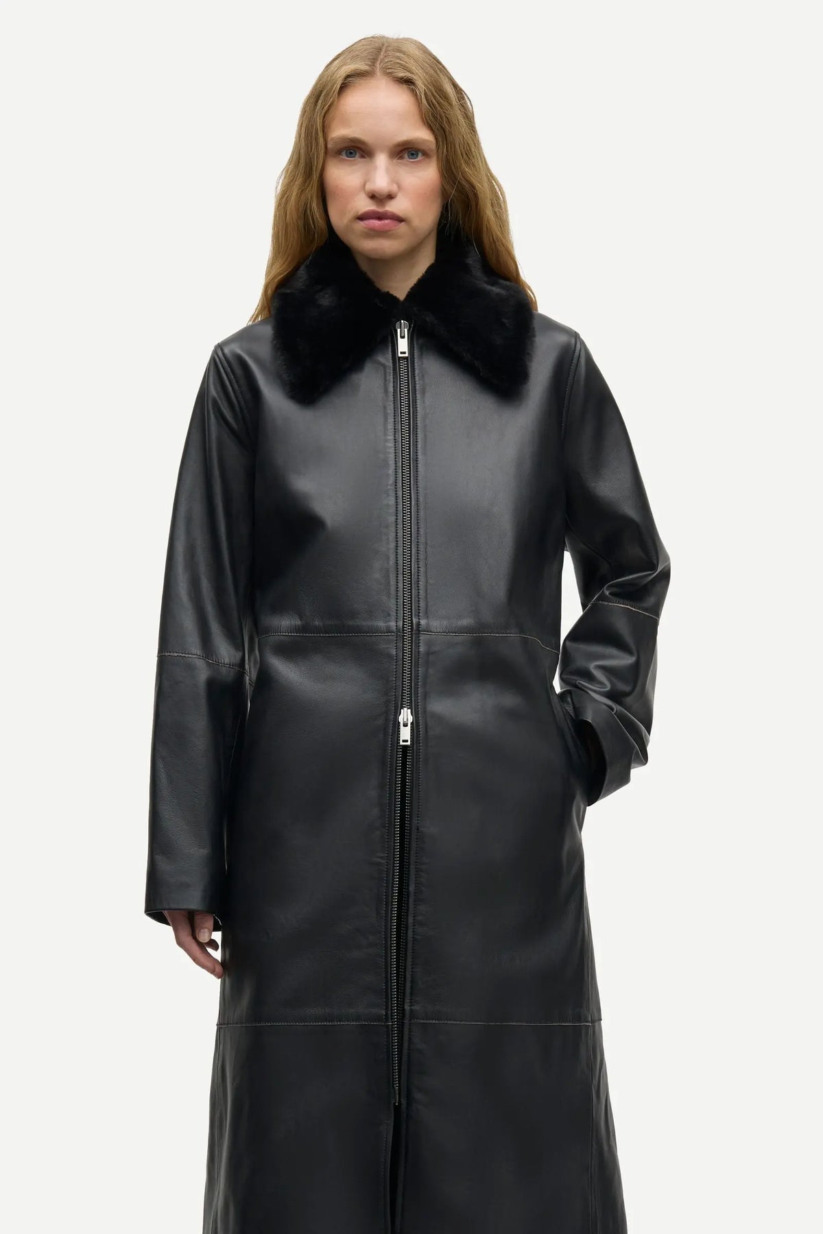 Samsøe Samsøe - Sajuniper Shearling Coat, Black