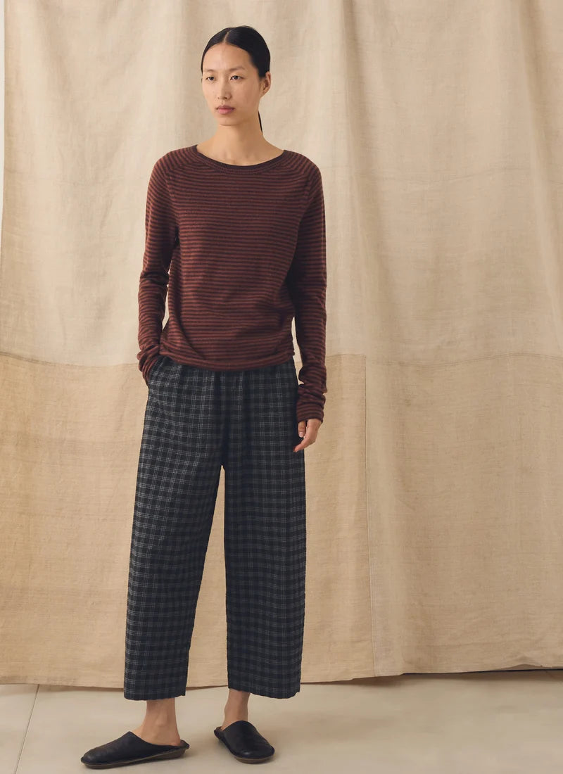 TOAST - Stripe Wool Cashmere Neat Sweater, Burgundy/Bordeaux