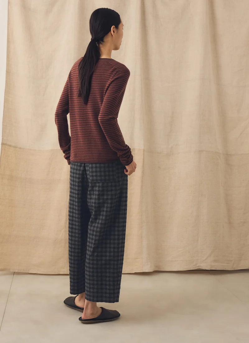 TOAST - Stripe Wool Cashmere Neat Sweater, Burgundy/Bordeaux