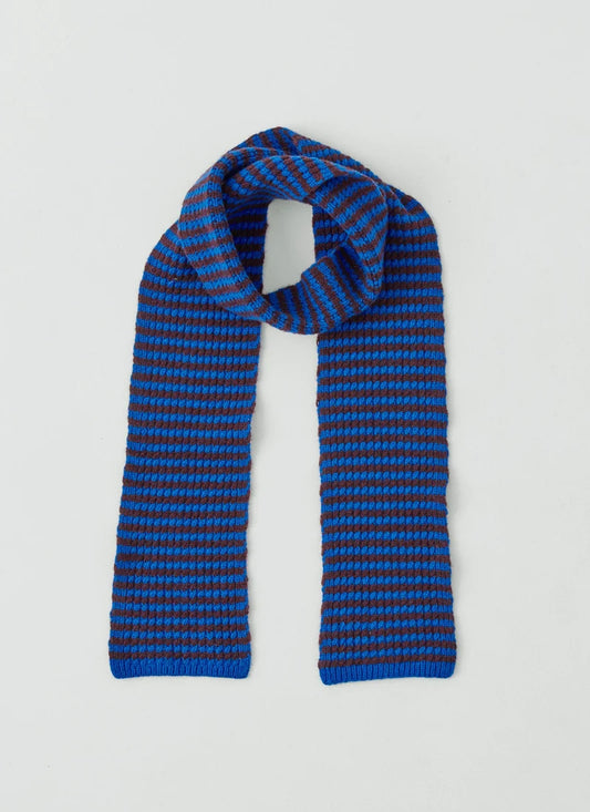 TOAST - Micro Cable Stripe Wool Scarf, Cobalt/Prune