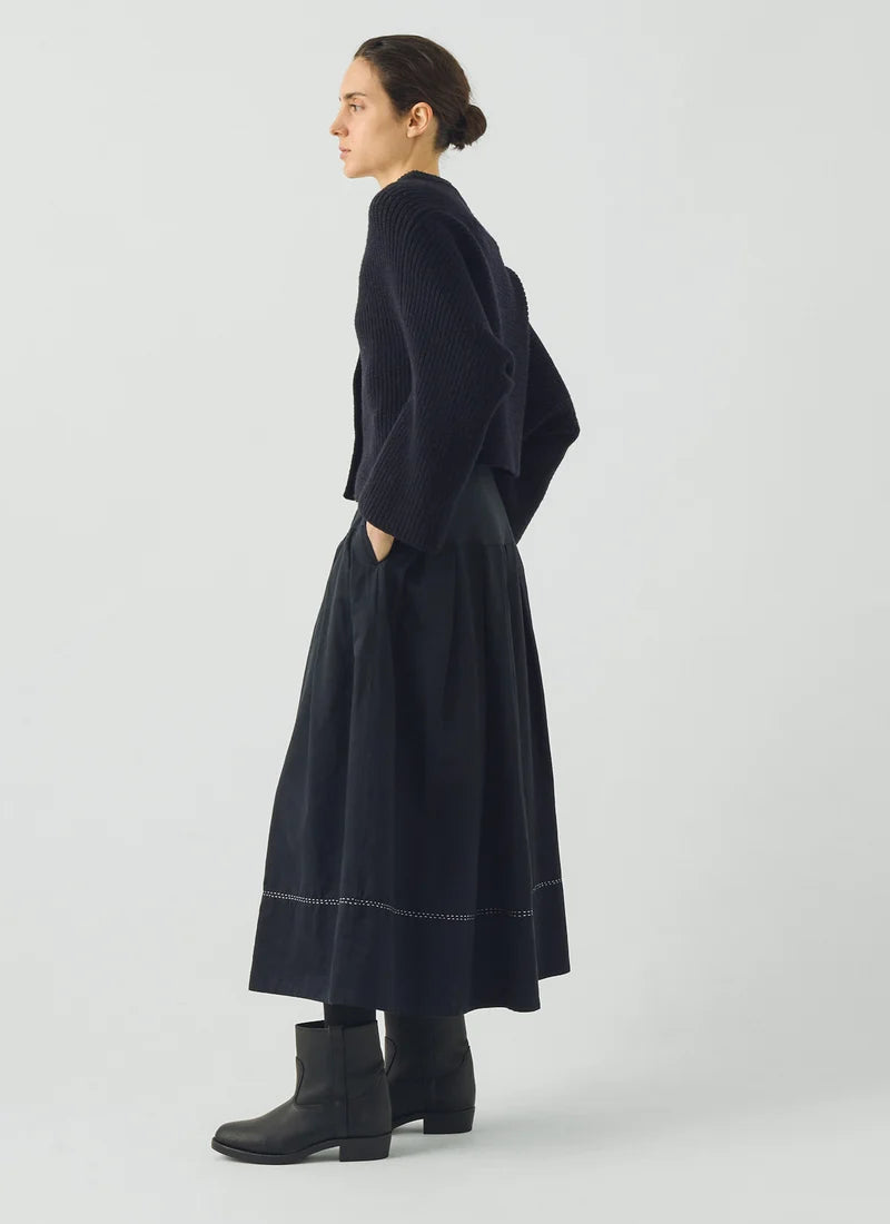TOAST - Ribbed Wool Rounded Cardigan, Dark Navy