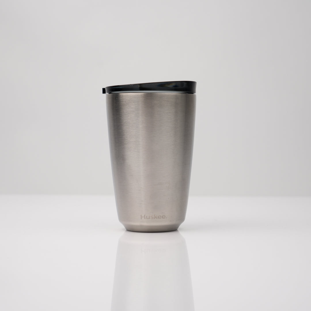 HuskeeCup 12oz HuskeeSteel Cup & Lid - Brushed Steel