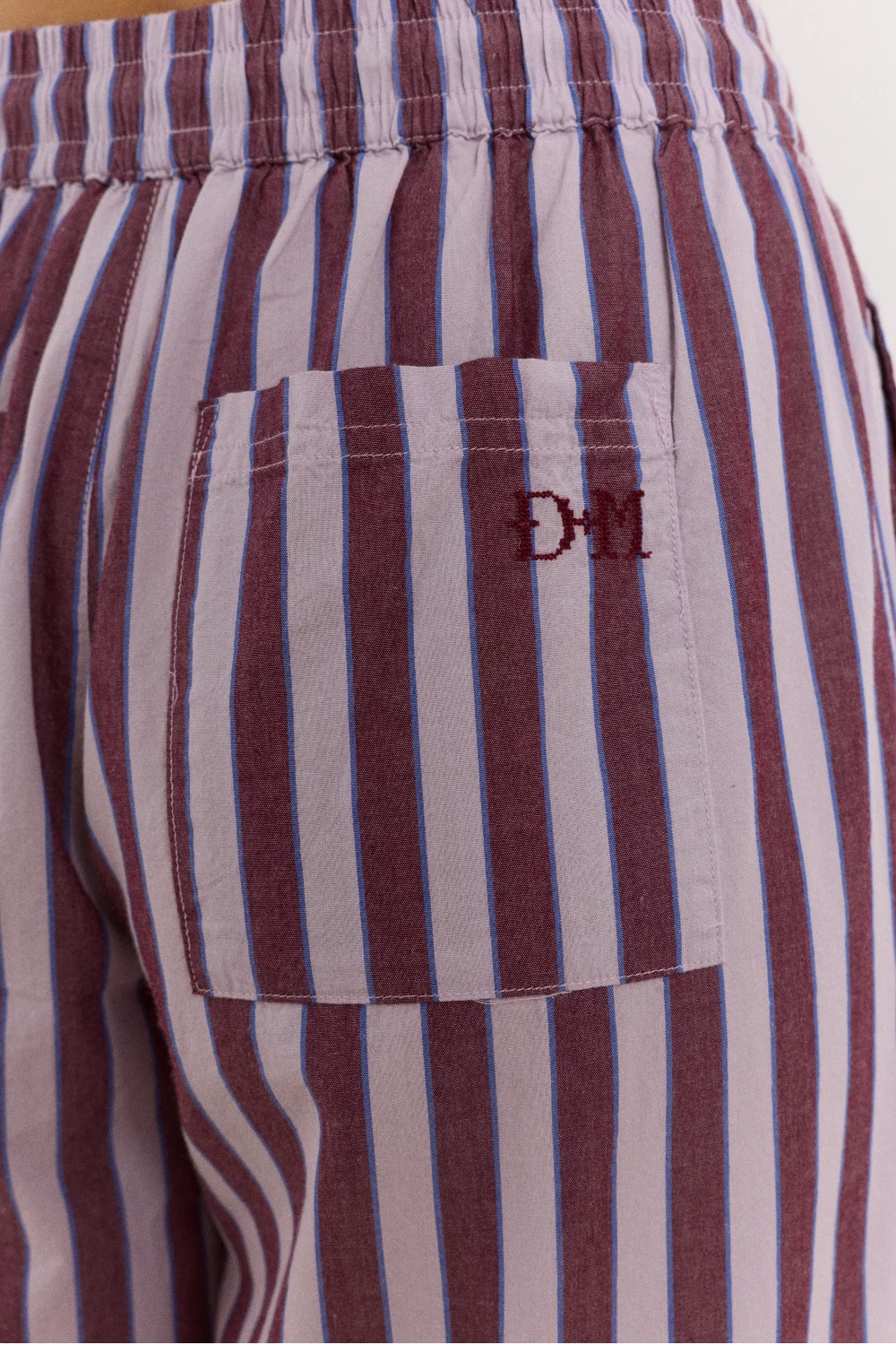 Damson Madder - Bobbie 3 Piece PJ Set, Ruby Violet Stripe