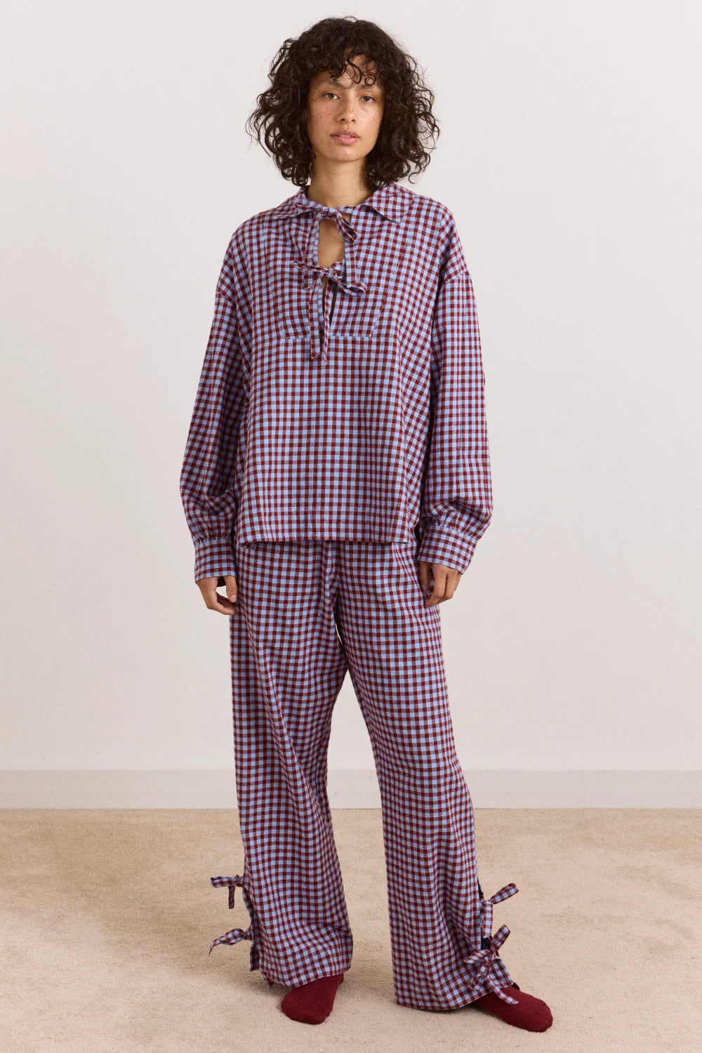 Damson Madder - Floki PJ Set, Red/Blue Gingham