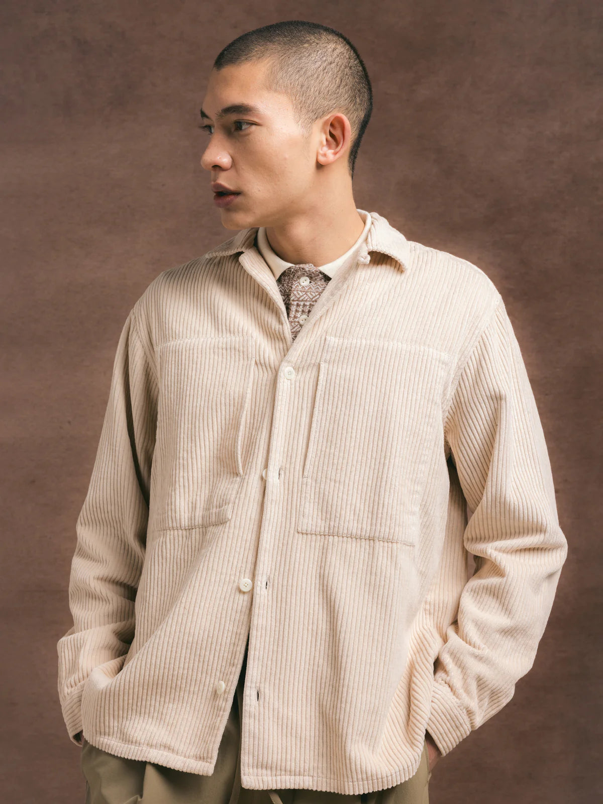 Kestin - Durno Overshirt, Ecru 5W Corduroy