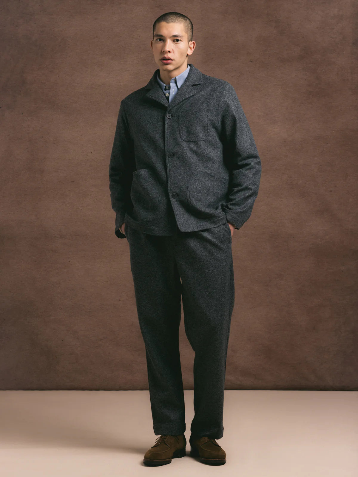 Kestin - Wick Trouser, Charcoal Bonded Wool Mix