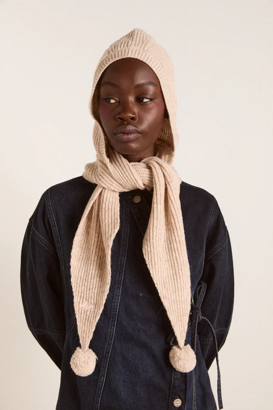 Damson Madder - Tie Front Hood, Oatmeal