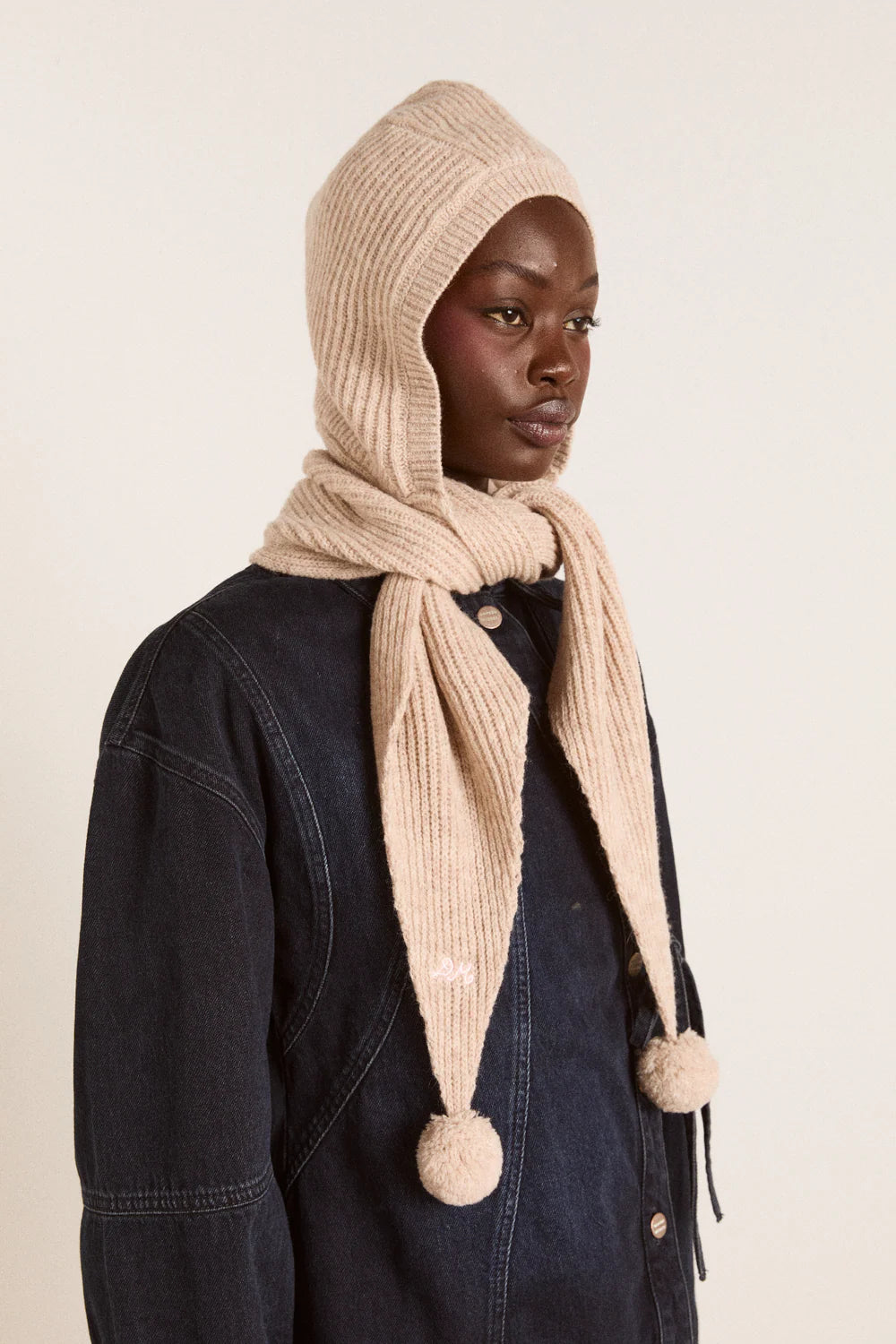 Damson Madder - Tie Front Hood, Oatmeal