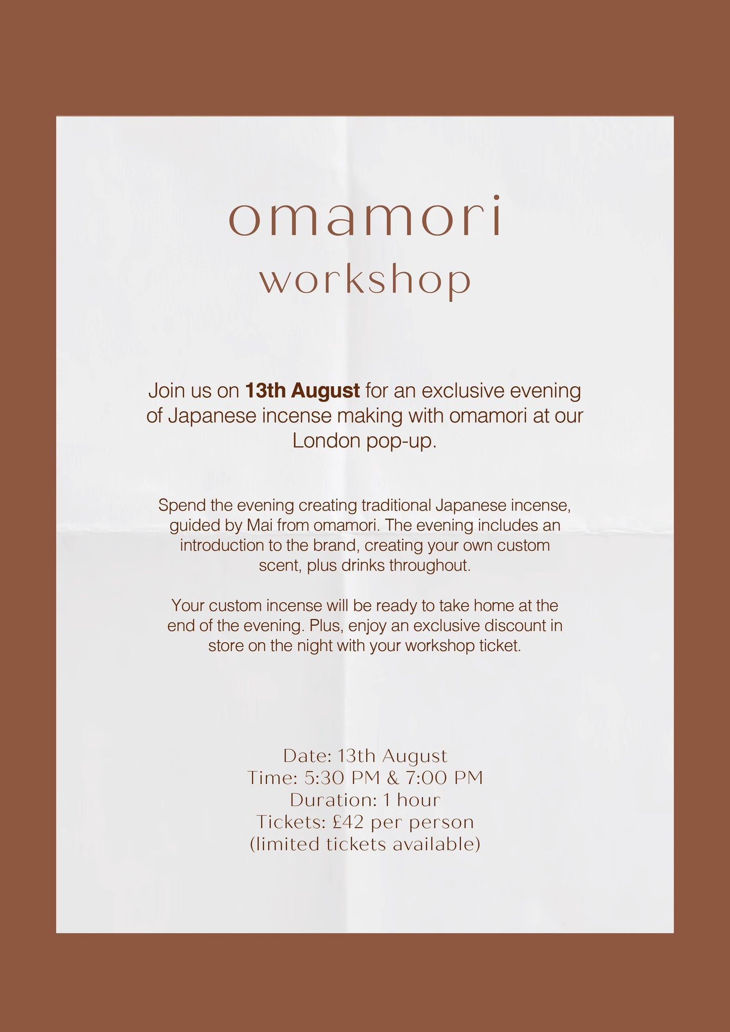 Japanese Incense Making Workshop, with omamori