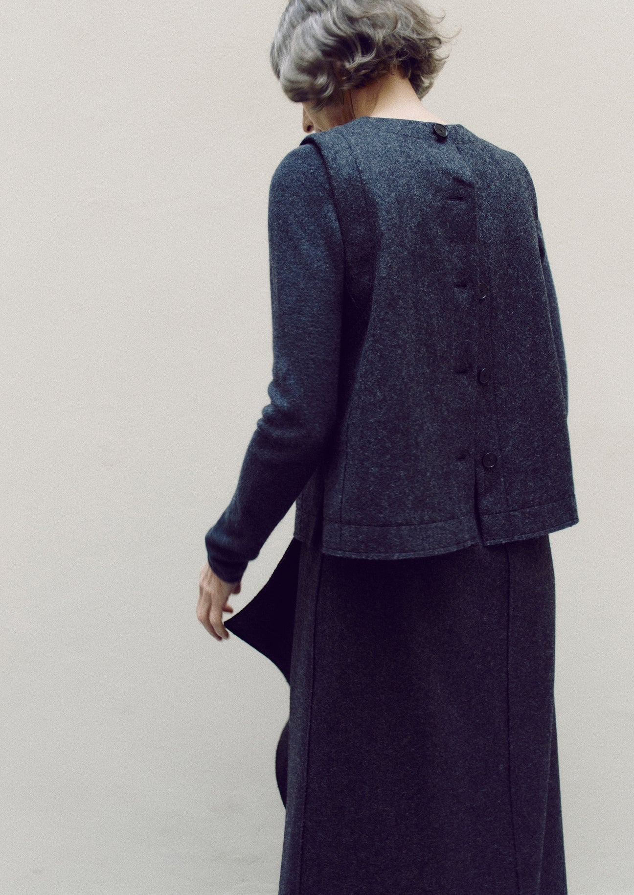 TOAST - Boiled Wool Twill Button Back Top