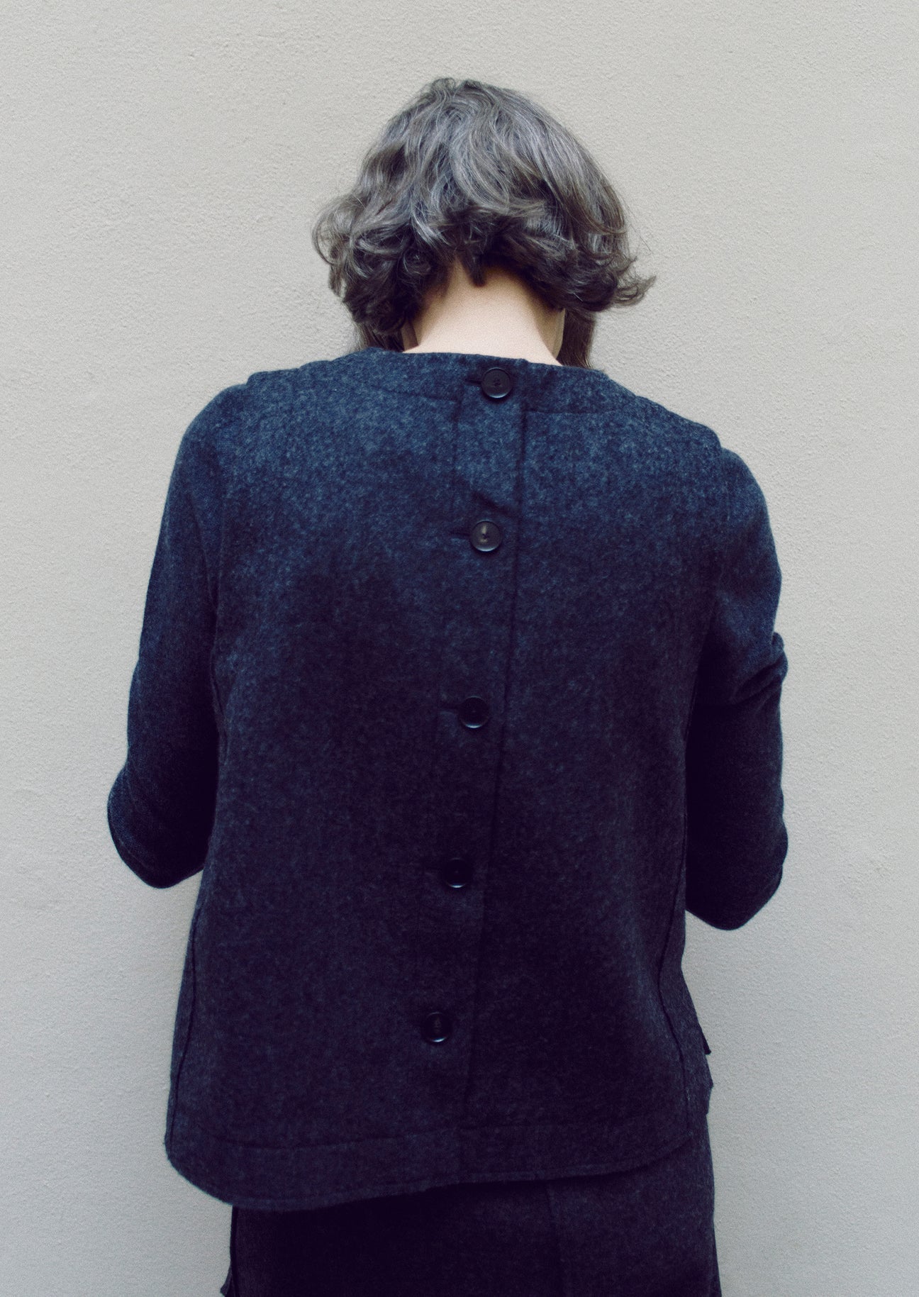 TOAST - Boiled Wool Twill Button Back Top