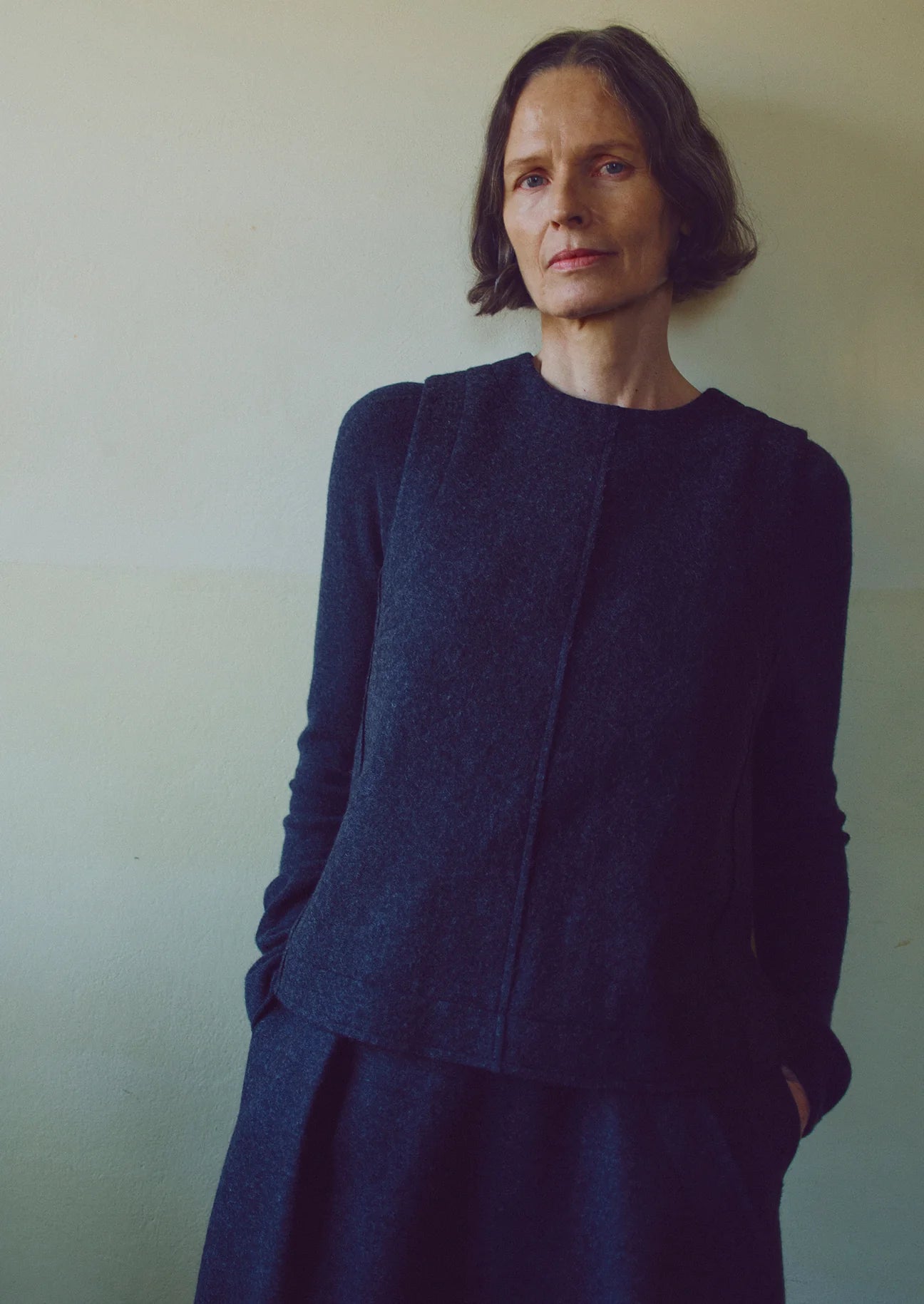TOAST - Boiled Wool Twill Button Back Top