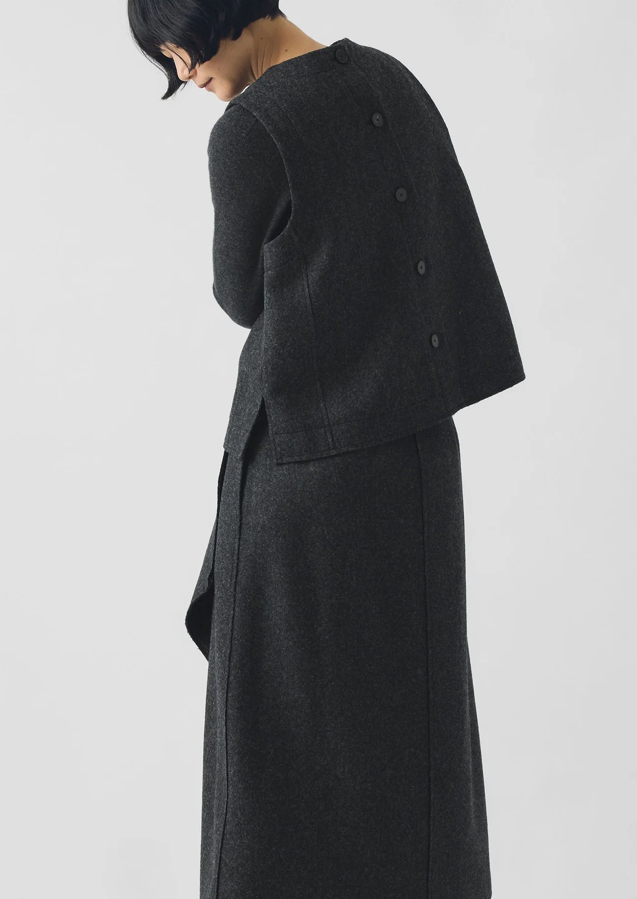TOAST - Boiled Wool Twill Button Back Top
