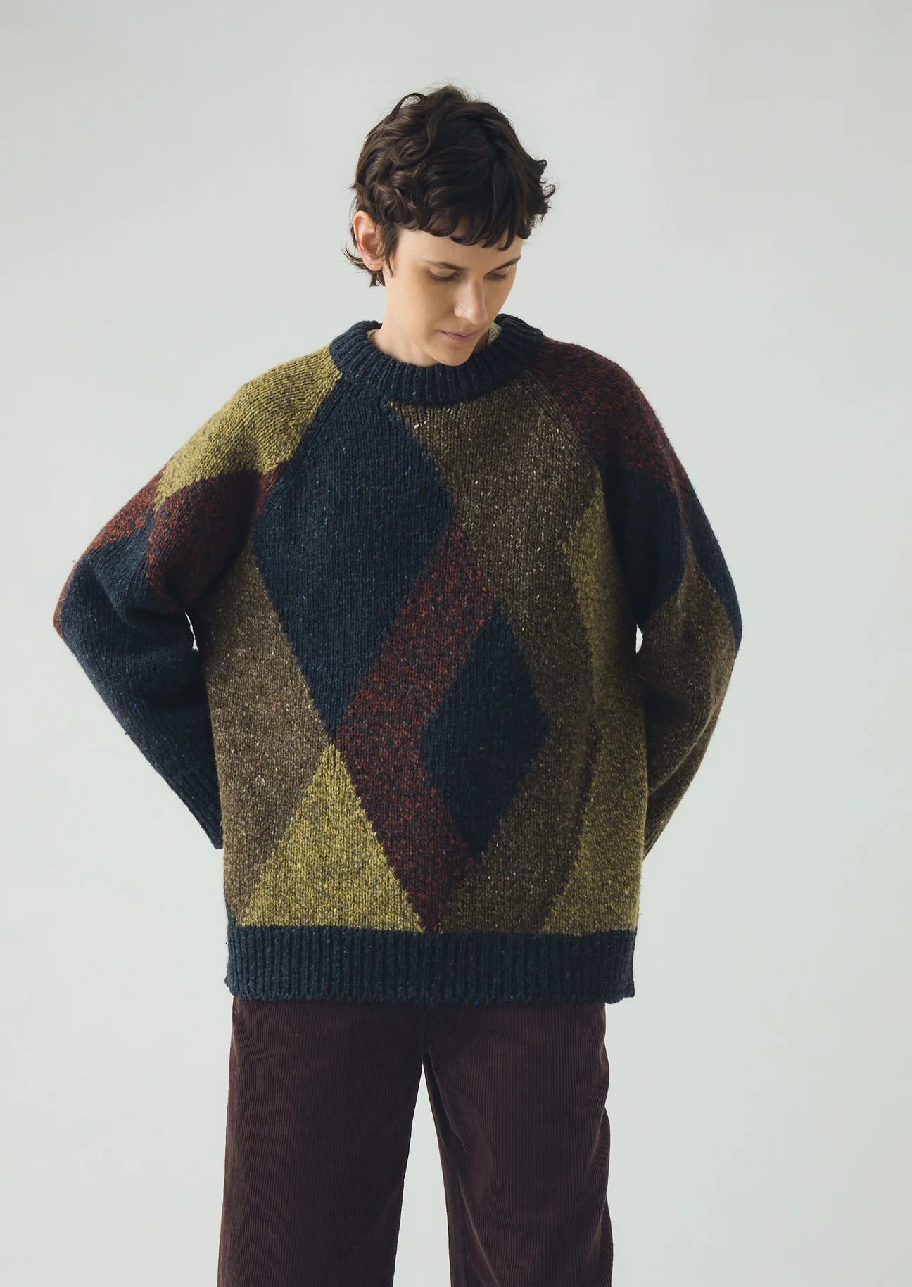 TOAST - Marled Argyle Blocked Sweater