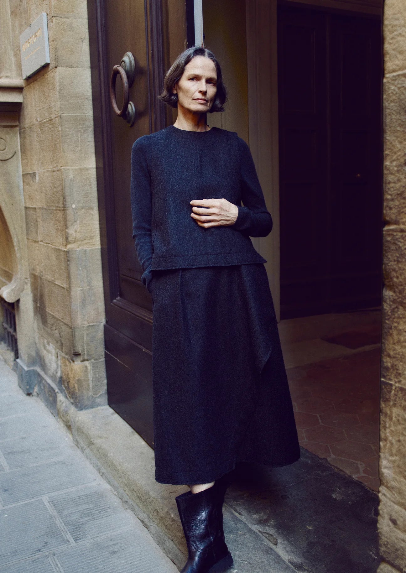 TOAST - Boiled Wool Twill Wrap Skirt