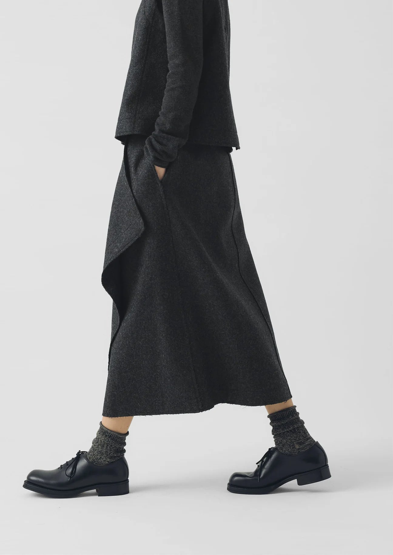 TOAST - Boiled Wool Twill Wrap Skirt