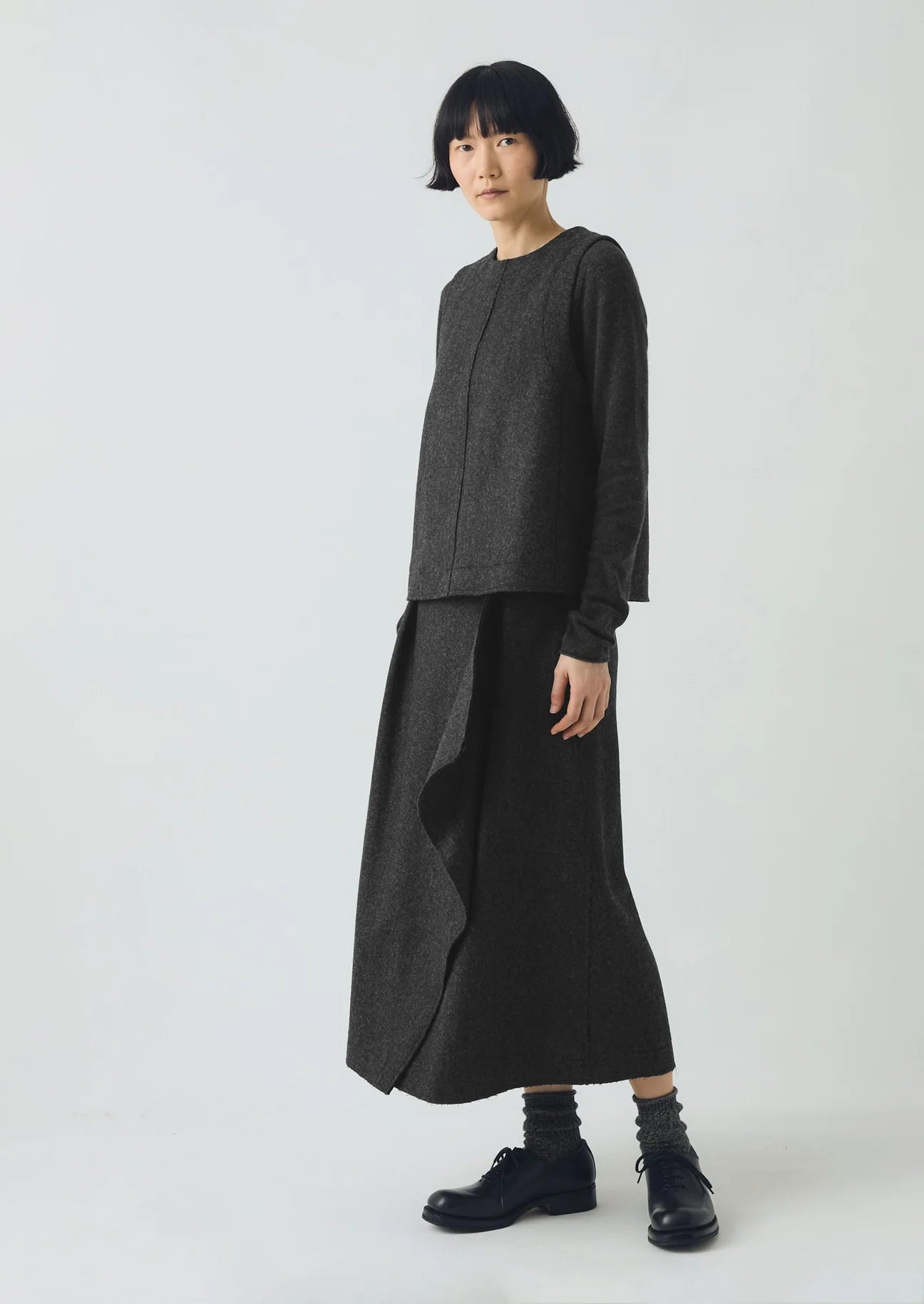 TOAST - Boiled Wool Twill Wrap Skirt