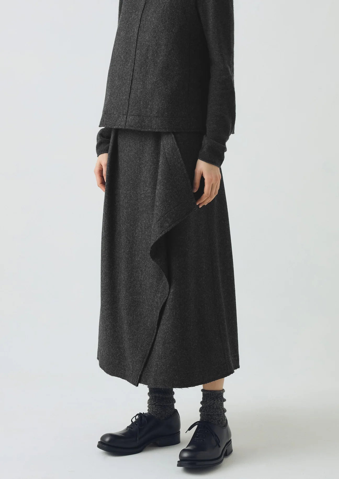 TOAST - Boiled Wool Twill Wrap Skirt