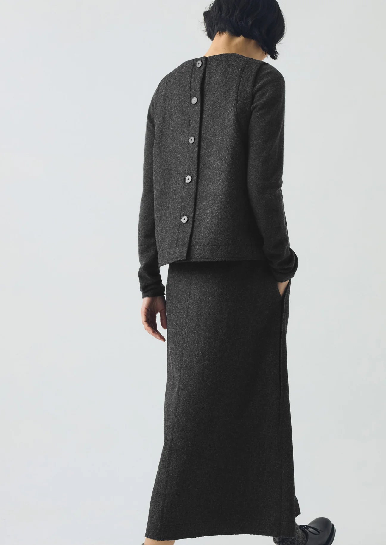 TOAST - Boiled Wool Twill Wrap Skirt