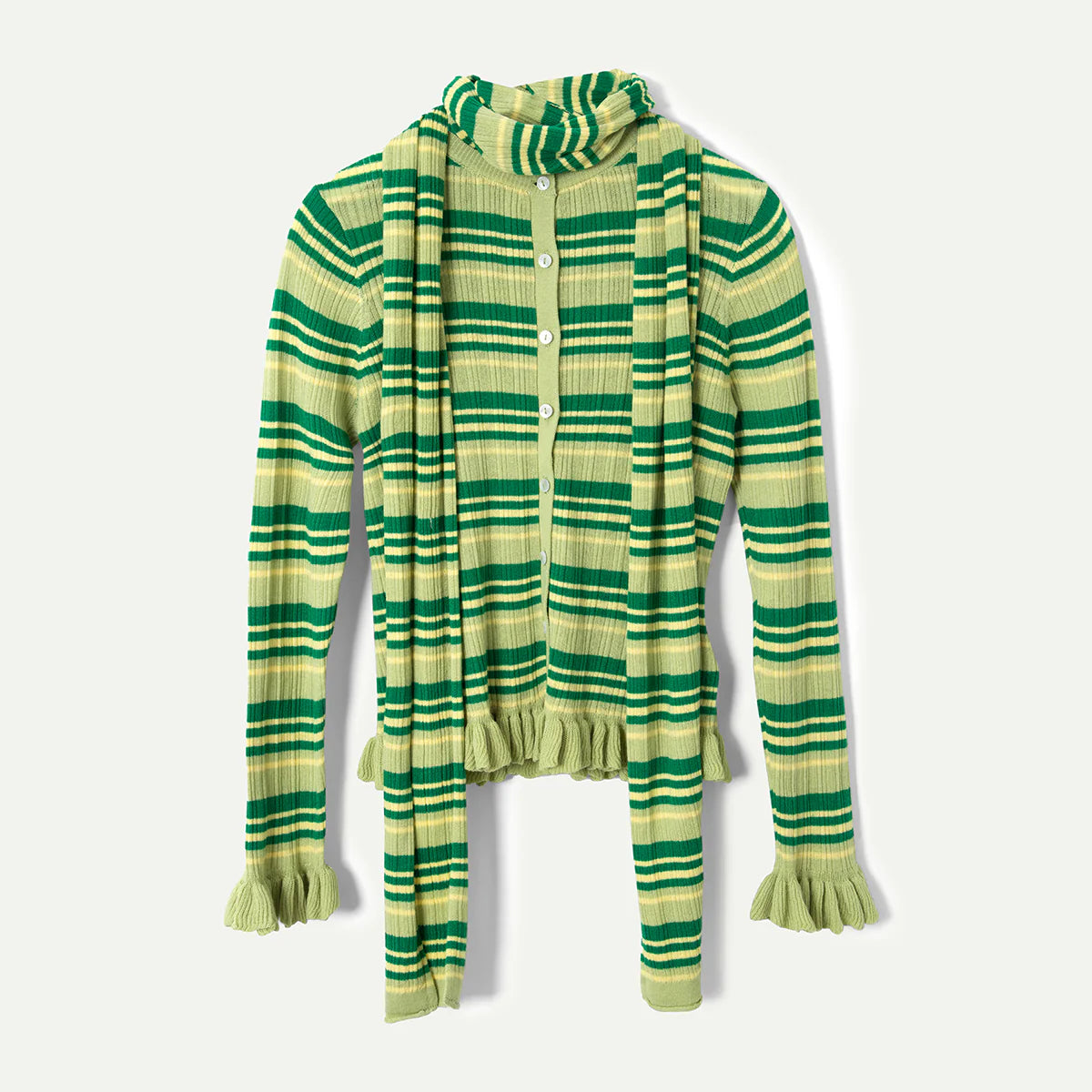 Damson Madder - Anelis Cardigan, Green Stripe