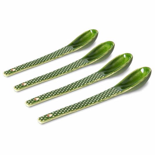 HKliving - The Emeralds - Textured Ceramic Spoons (set of 4) - Green