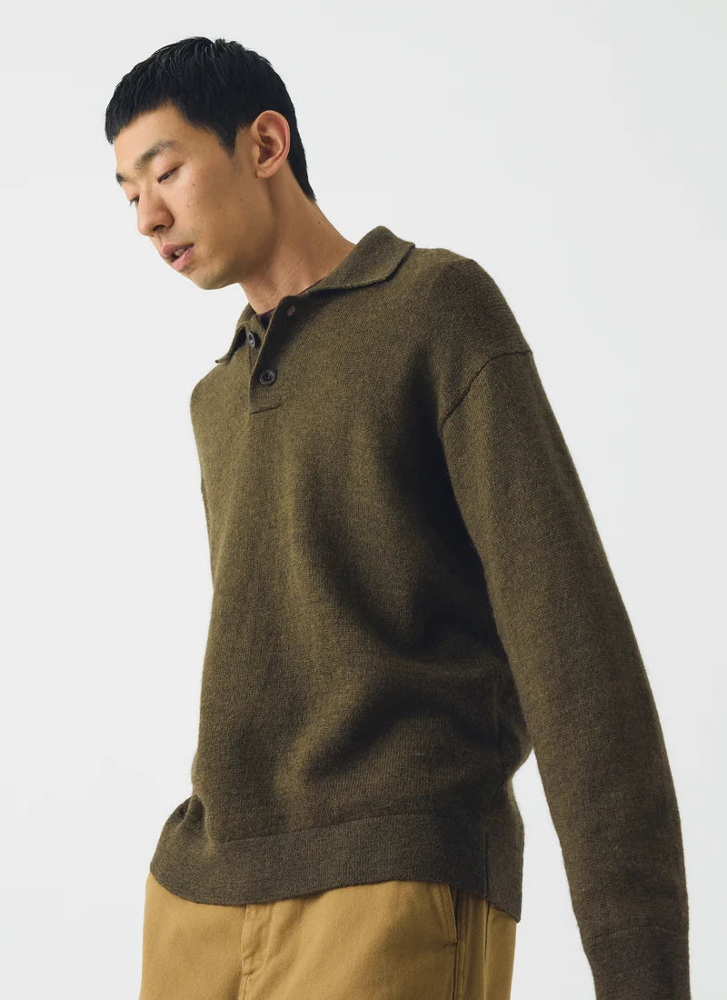 TOAST - Wool Alpaca Polo Sweater, Sap Green
